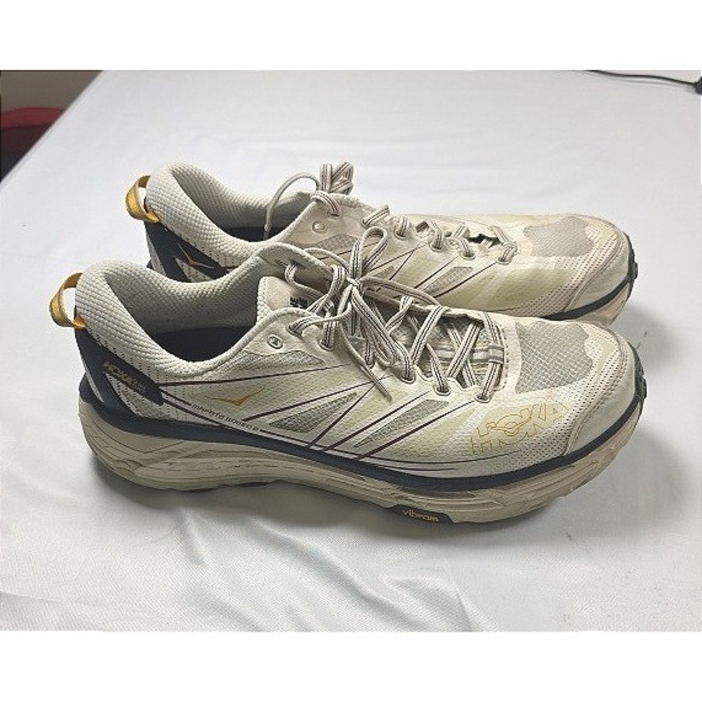 Hoka One One Mafate Speed 2 Trail Running Shoes White Cream Navy Gold‎ Vibram